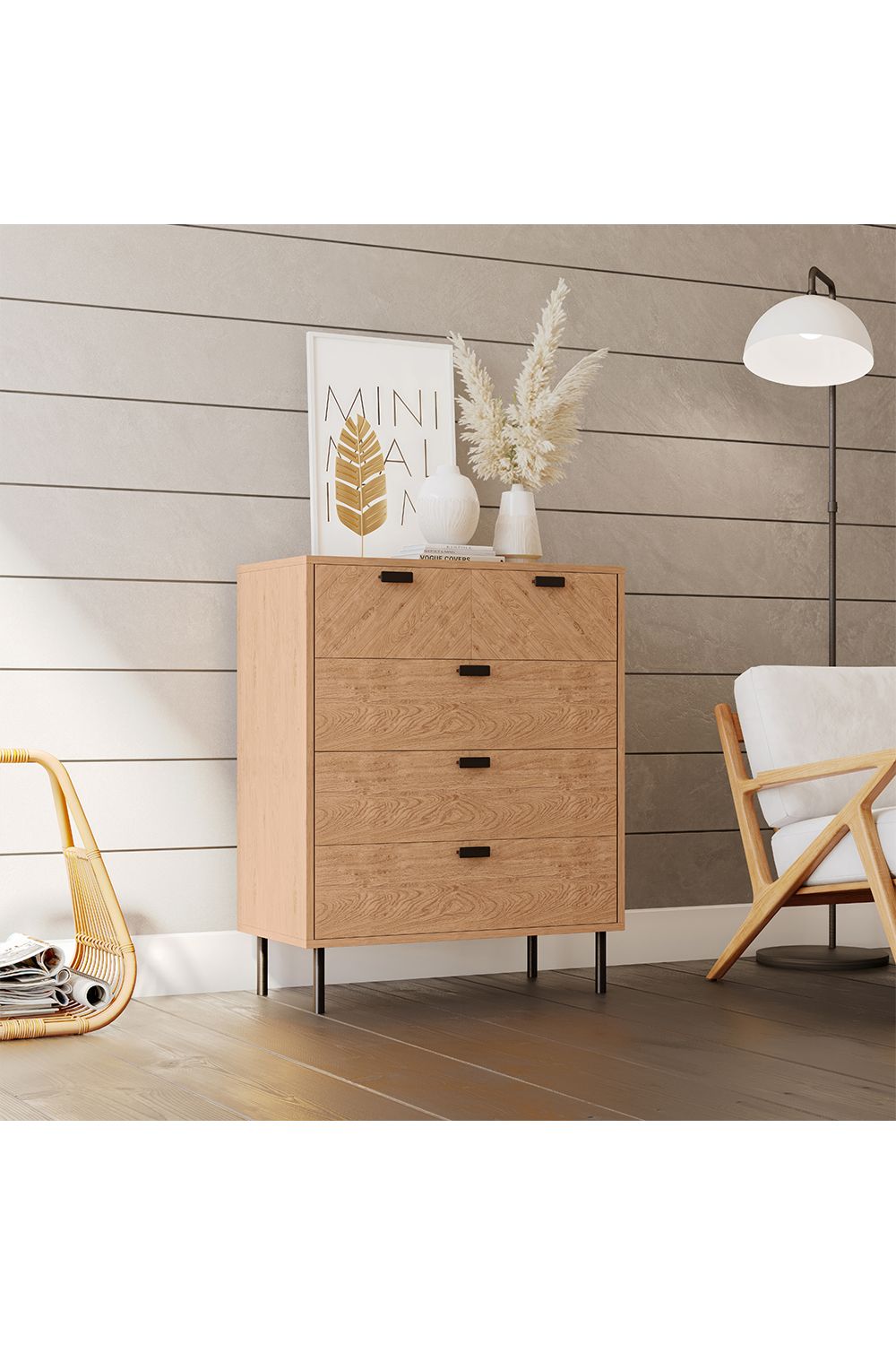 Seconique Leon 3+2 Drawer Chest in Natural