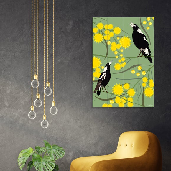 The Art Group Magpies Wooden Wall Art