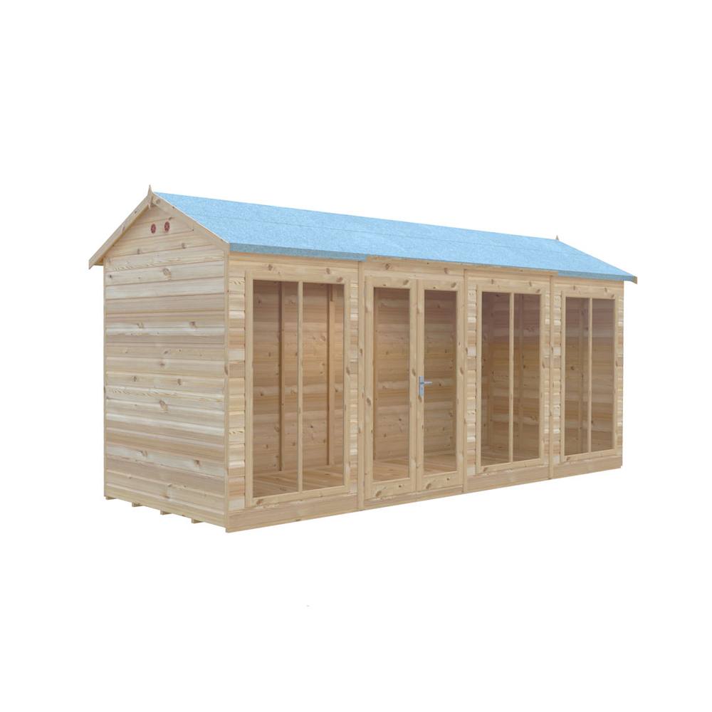 Shires Mayfield 16 x 6 Summerhouse - Wood - L179 x W476 x H240.9 cm in Light Brown 3