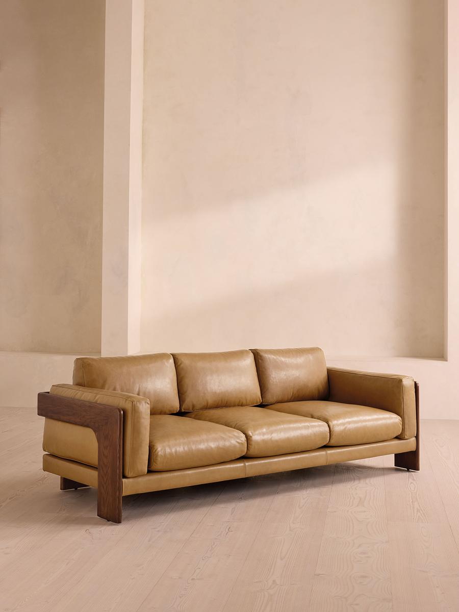 Marcia Three Seater Sofa, Leather, Honey