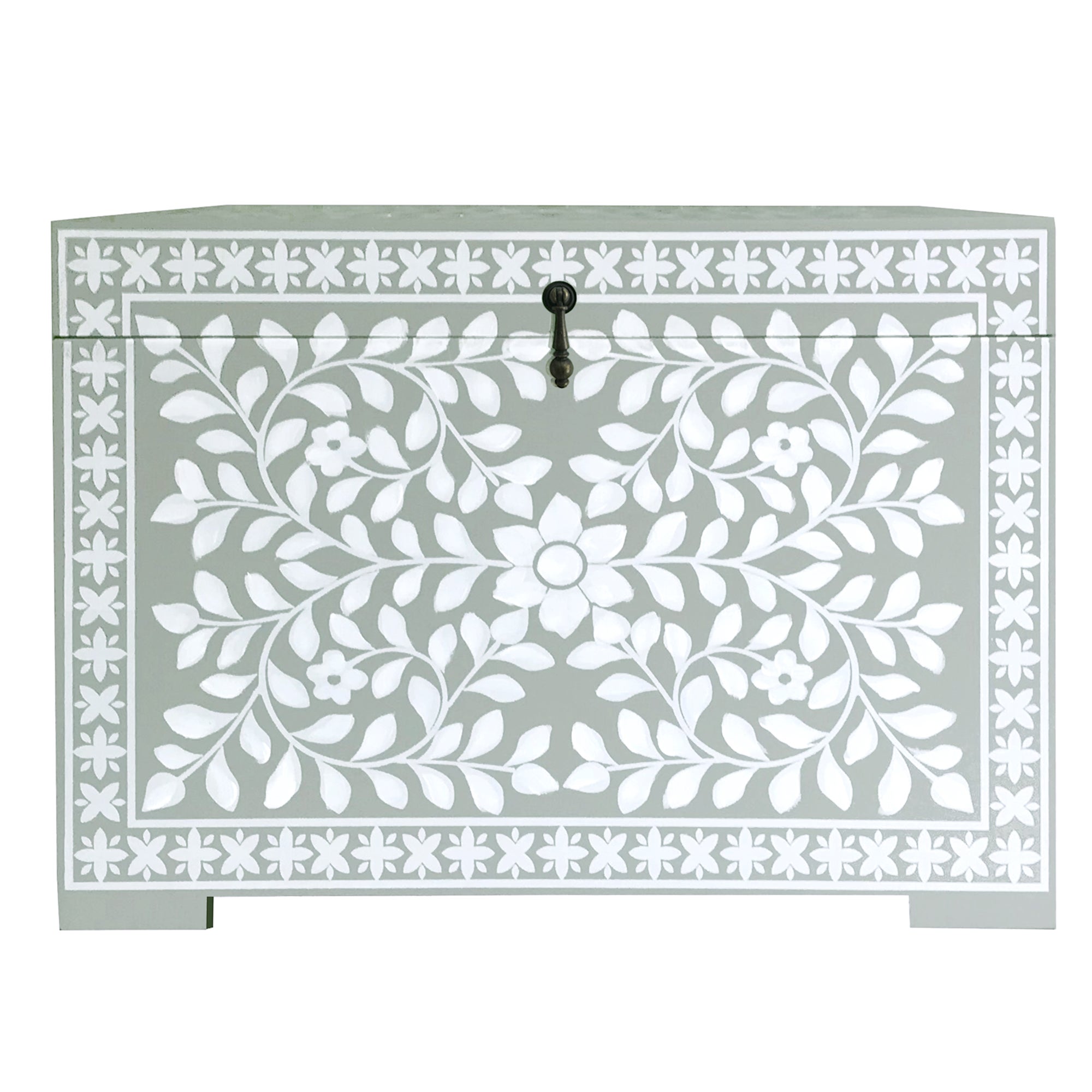 Grey And White Hand Painted Chest Grey, White