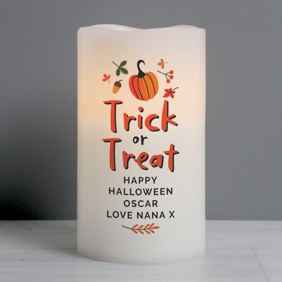 Personalised Trick or Treat Pumpkin LED Candle 6