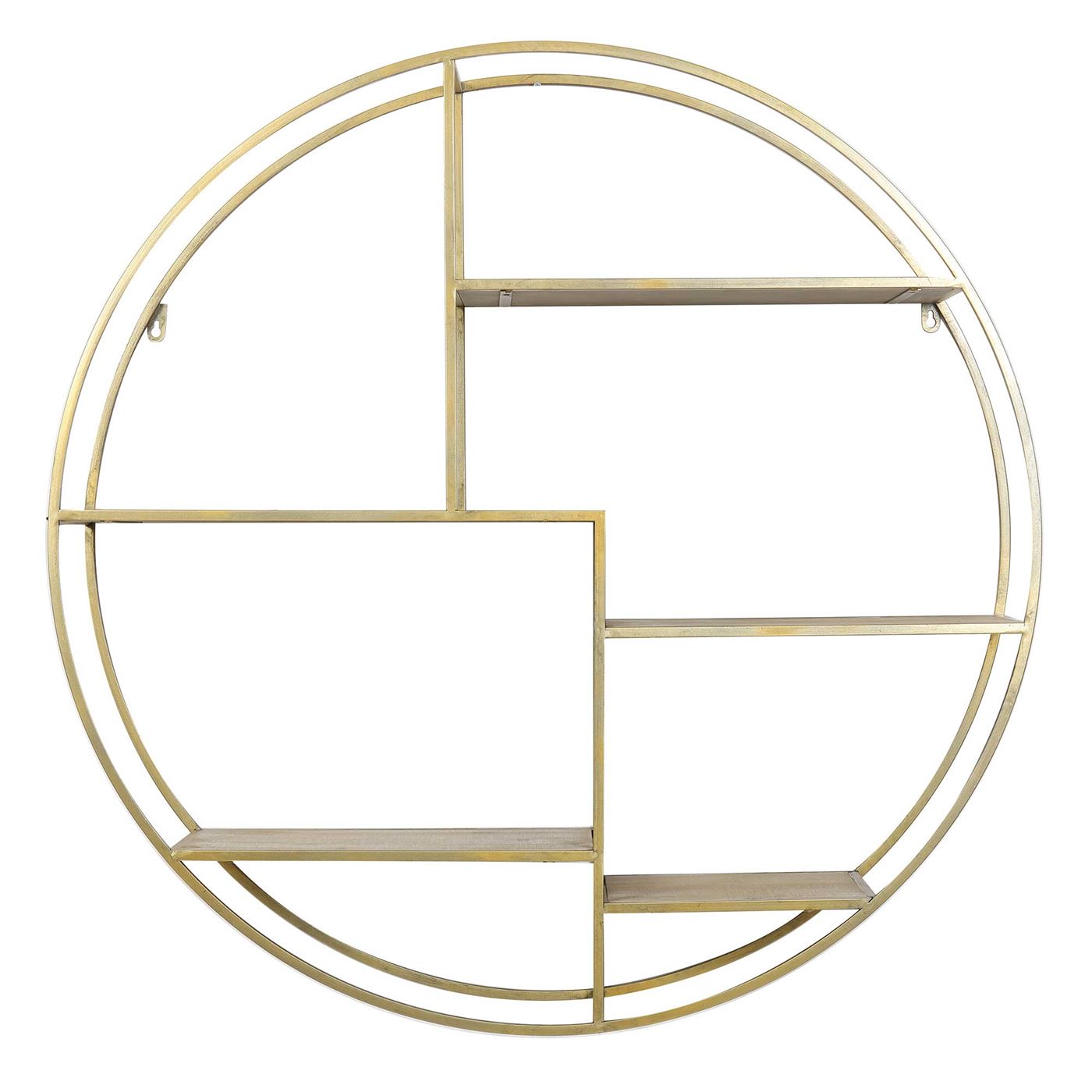 Round Metal Wall Shelf, Gold