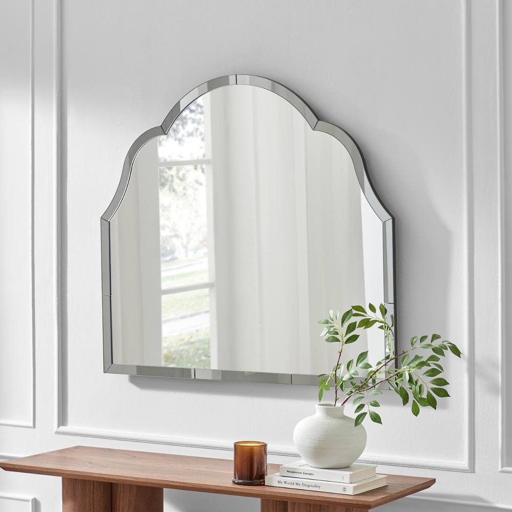FurnitureboxUK Opaline Blue Ornate Large Arch Wall Mirror