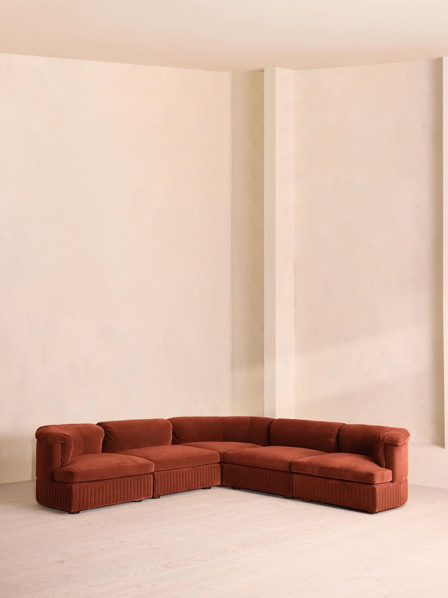 Oona Modular Sofa, Corner Sofa, Velvet Rust