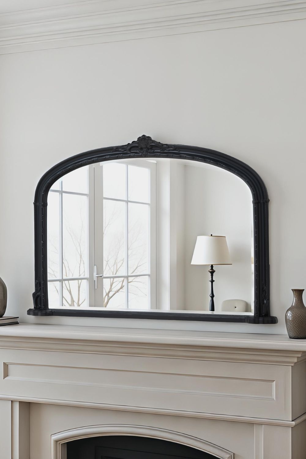 Yearn Mirrors Overmantle Mirror Arched 127(w) x 89cm(h) Victorian Mirror in Black