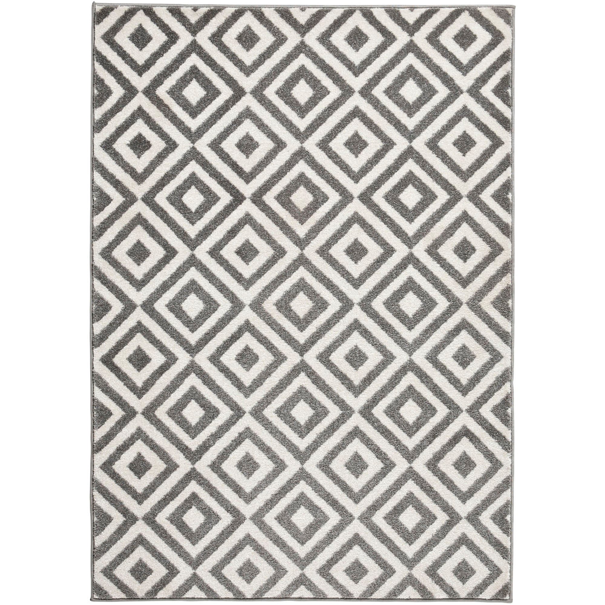 Grey Diamond Matrix Rug Grey/White