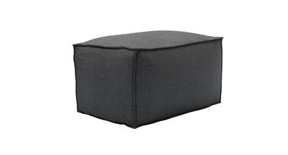 Isaac Small Rectangular Footstool in Charcoal Brushed Linen Cotton - sofa.com