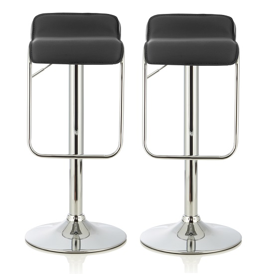 Mestler Modern Bar Stool In Black Faux Leather In A Pair