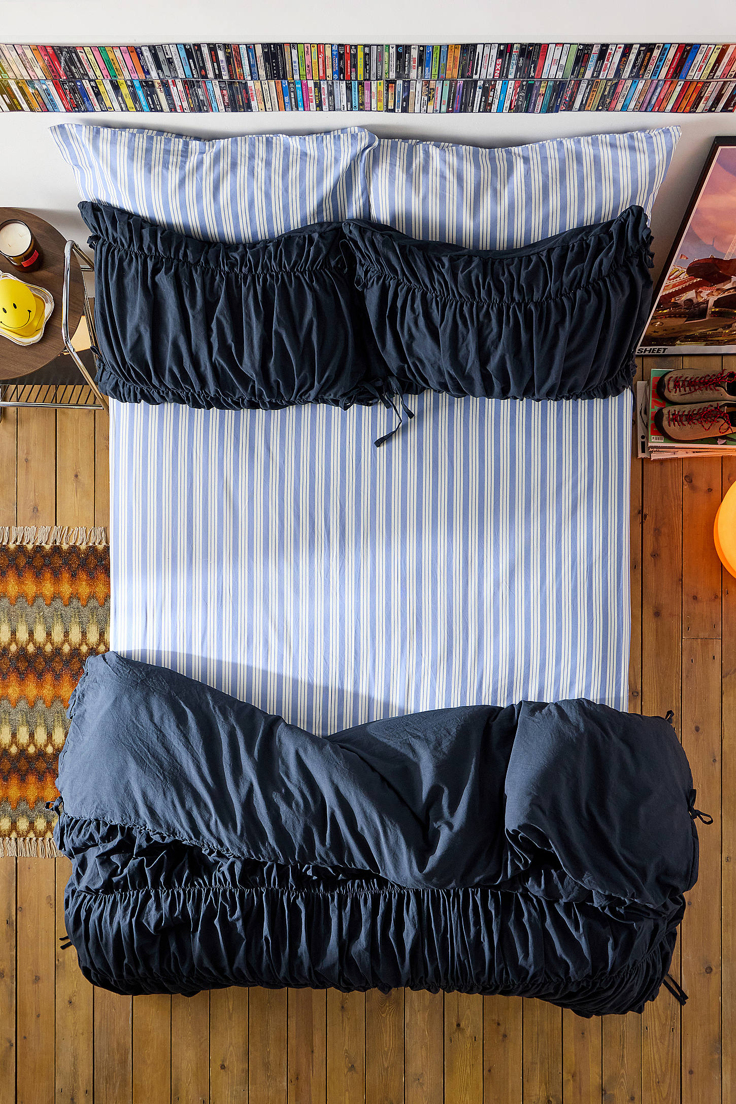 Blue Stripe Fitted Sheet & Pillowcase Set