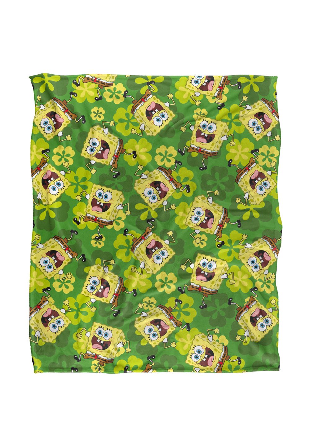 Spongebob St. Patrick'S Pattern Silky Touch Super Soft Throw Blanket 152 X 127 cm in White