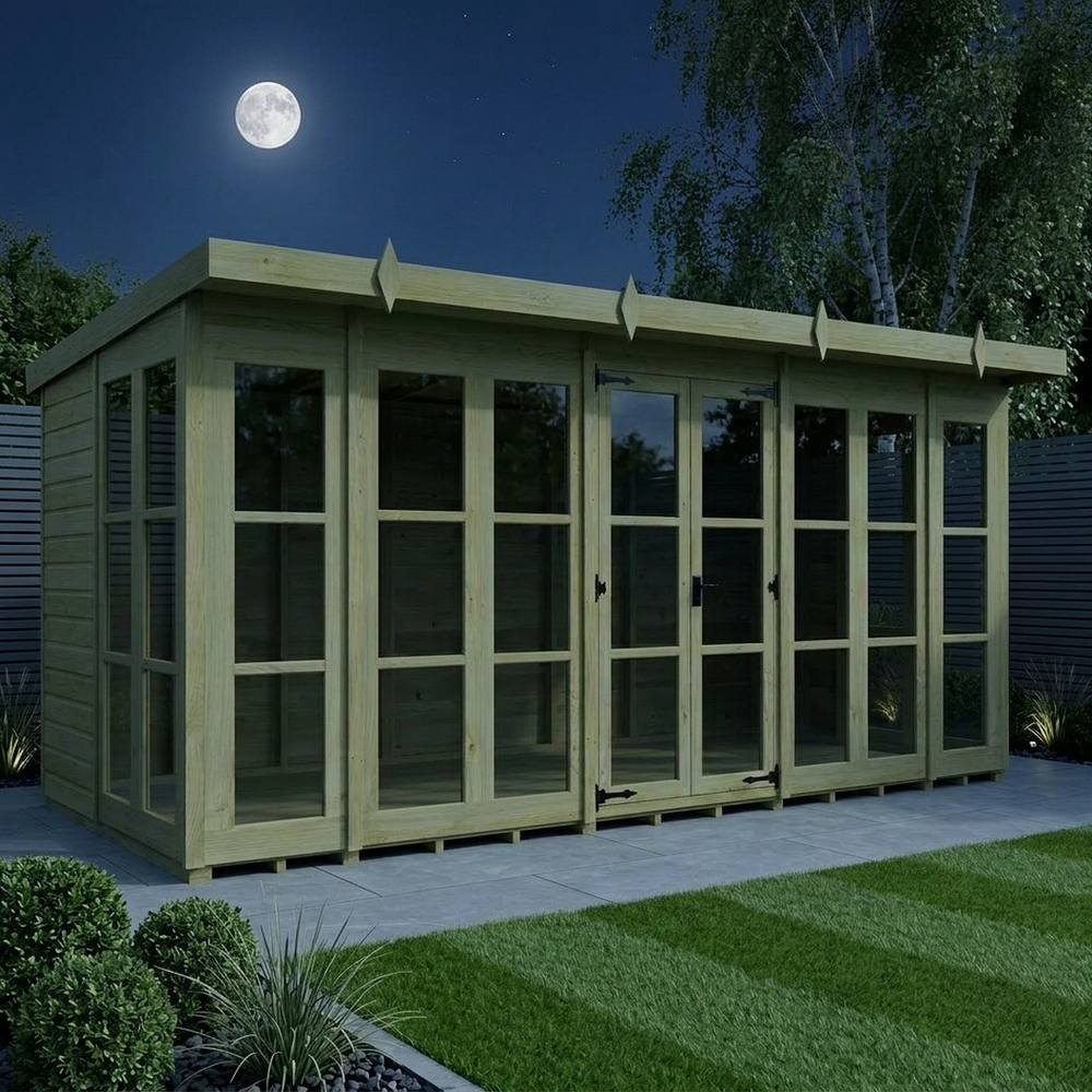 Buttercup Farm 16ft x 7ft Georgian Pent Summer House - Pressure Treated Timber in Brown 3