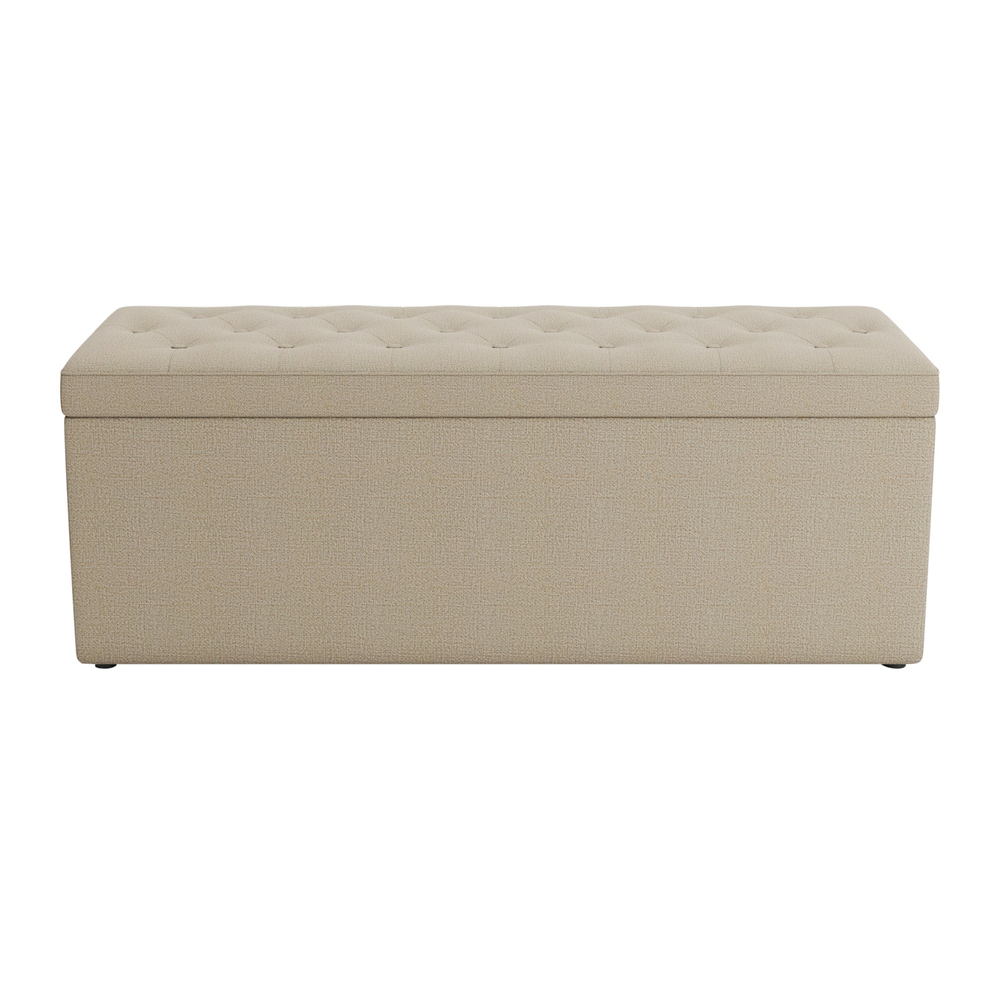 Oswald Faux Wool Buttoned Ottoman Bench Beige