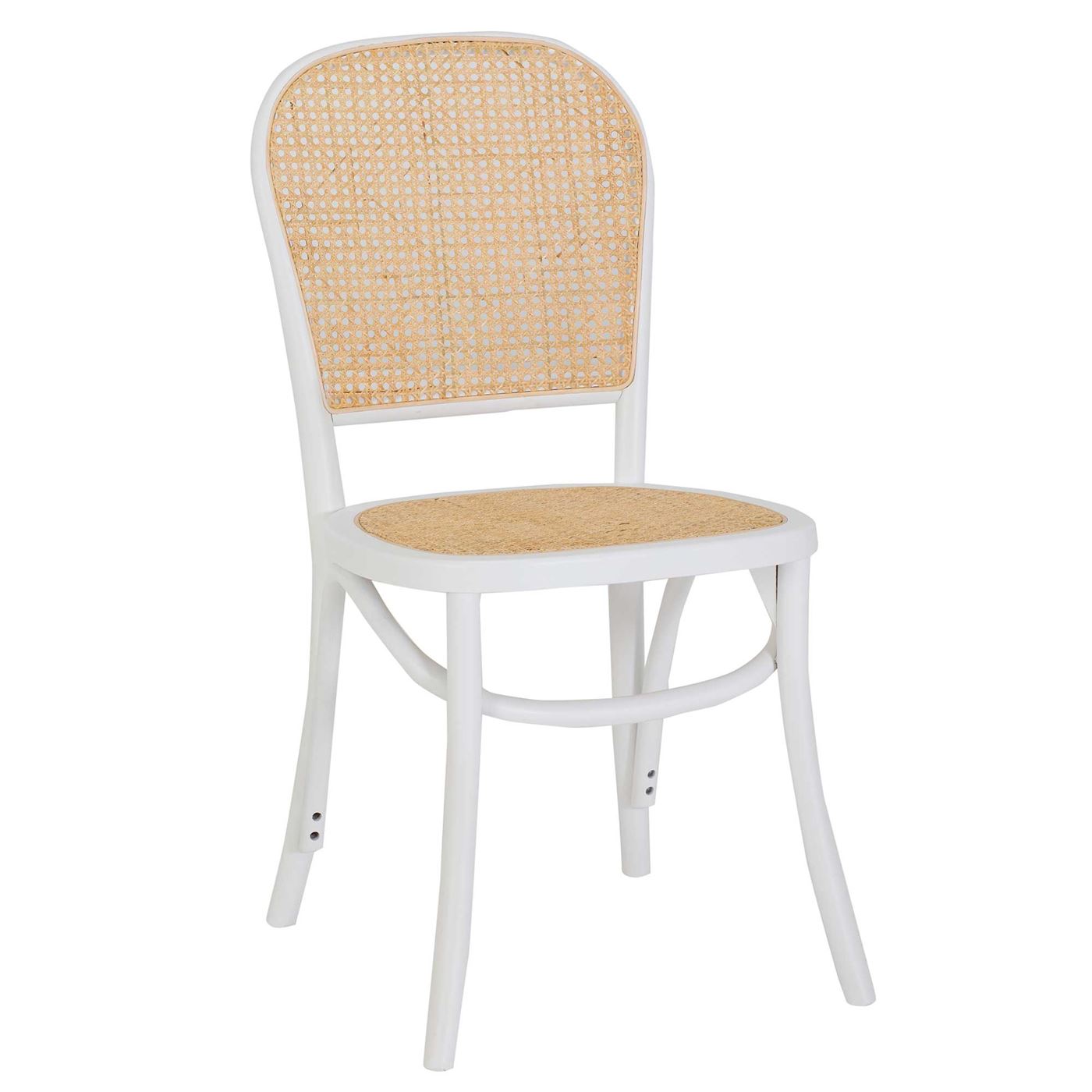 Lena Dining Chair - White - Wood - Rattan - W49 x D52 x H88cm - Barker & Stonehouse