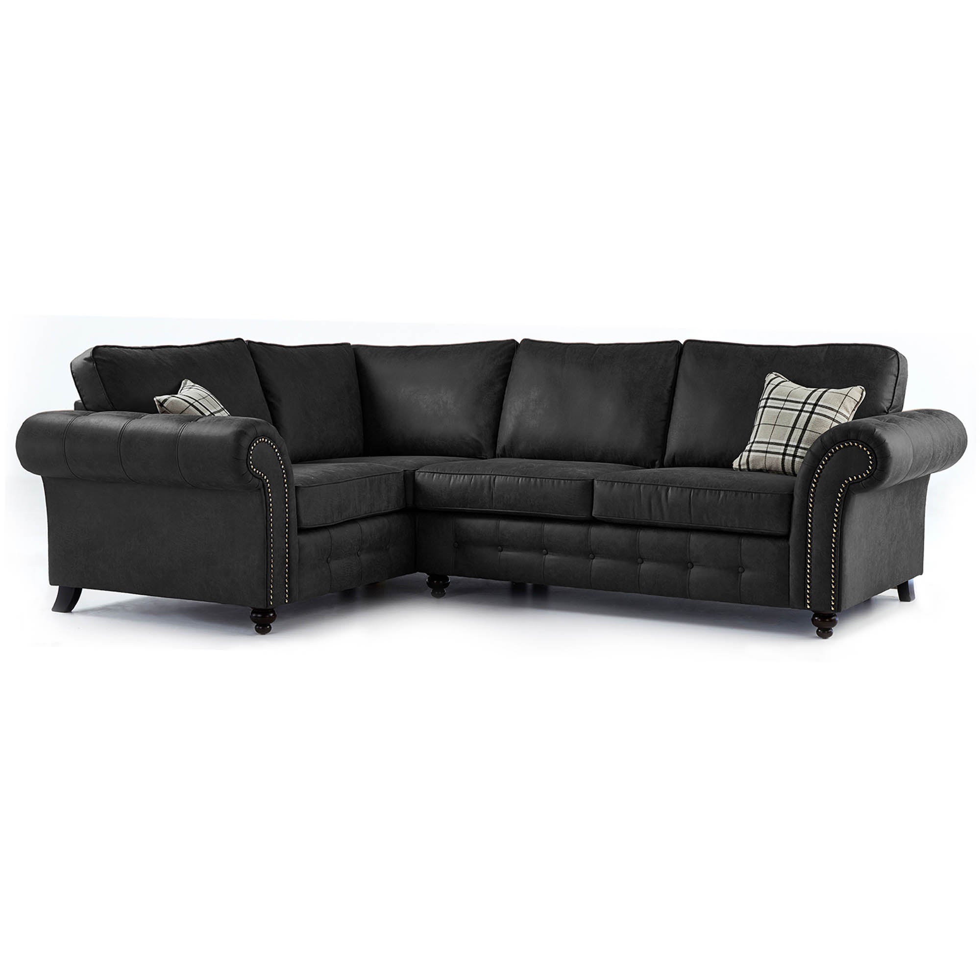 Oakland Left Hand Faux Leather Corner Sofa Black