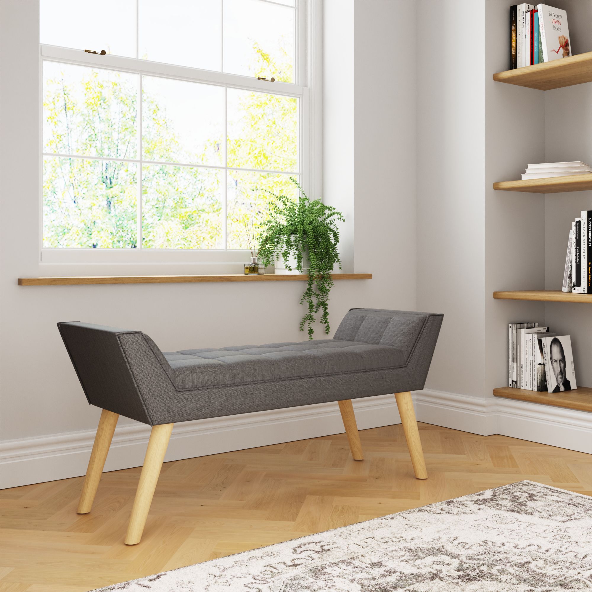 GFW Milan Ottoman Storage Bench in Dark Grey