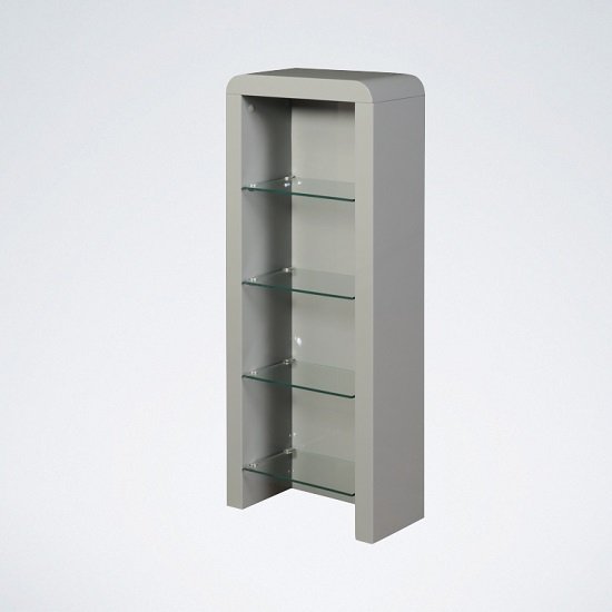 Norset CD DVD Storage Unit In Grey Gloss With 4 Glass Shelf