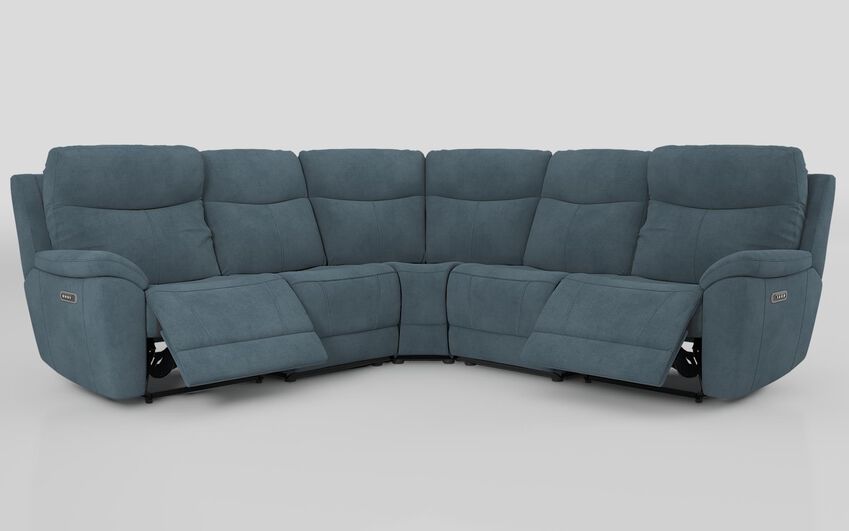 Blue Fabric Eldwick 3 Corner 3 Power Sofa with Head Tilt