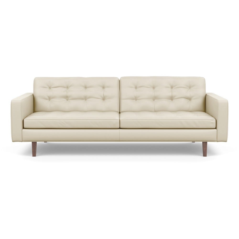 Heal's Hepburn 4 Seater Sofa Leather Grain Storm 006 Walnut Feet 3