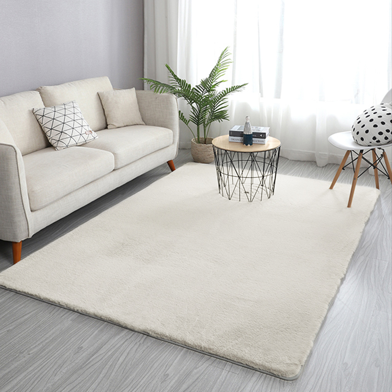 1800mm x 2700mm Beige Shag Faux Rabbit Fur Fluffy Thick Rectangle Area Rug Living Room