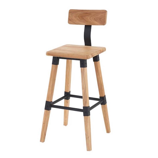 Wito Wooden Bar Stool In Natural Elm With Steel Frame