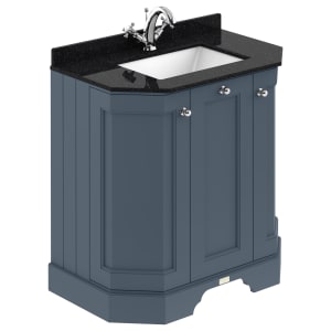 Bayswater Victrion Stiffkey Blue Angled Traditional Freestanding Vanity Unit & Black Marble Top Basin - 750mm