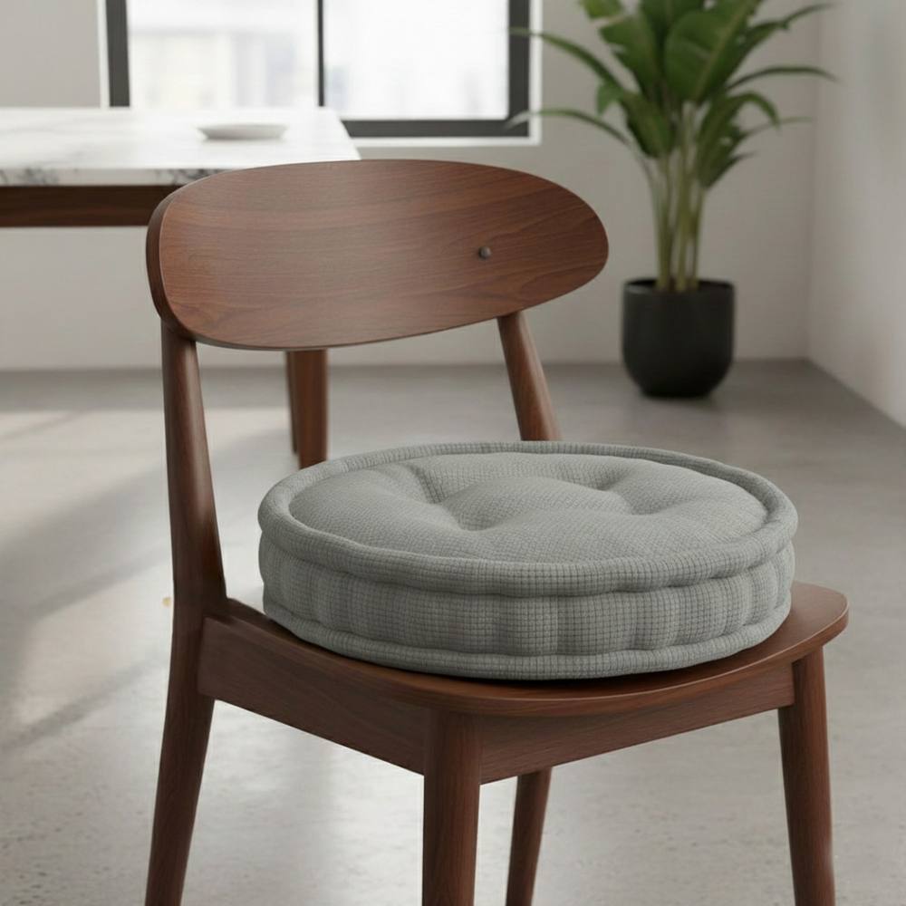 Snug City Teddy Fabric Round Booster Cushion Soft Seat Riser Pad Dining Chair in Grey