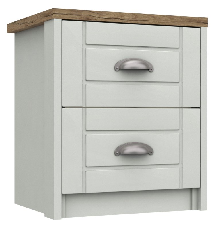 Kielder 2 Drawer Bedside Table - Grey