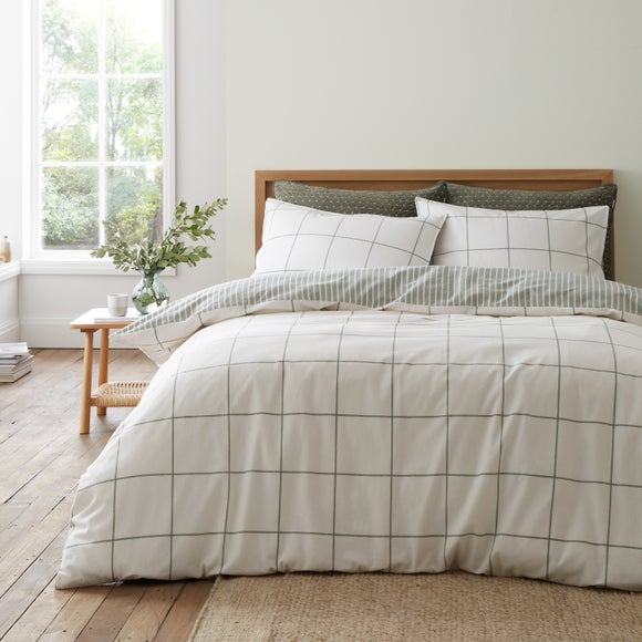 Bianca Fine Linens Regal Check 100% Brushed Cotton Duvet Cover & Pillowcase Set
