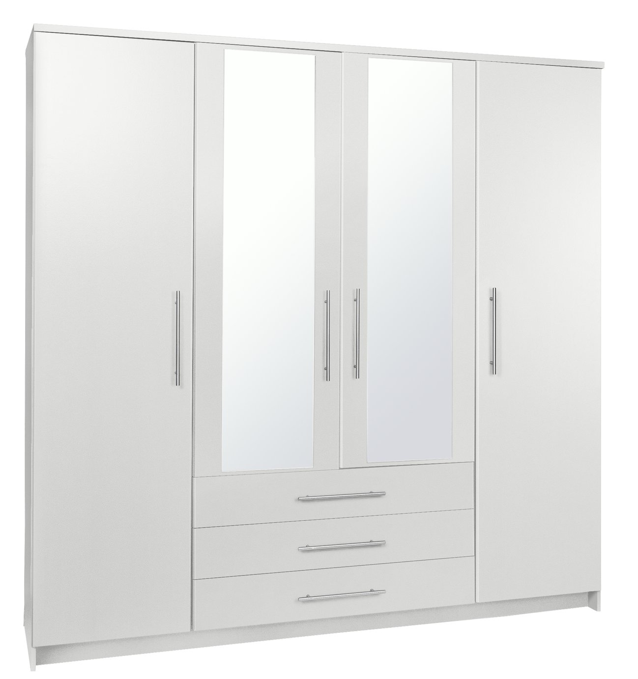 Argos Home Normandy 4 Door 3 Drawer Mirror Wardrobe - White