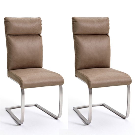 Rabea Sand Fabric Dining Chair In A Pair