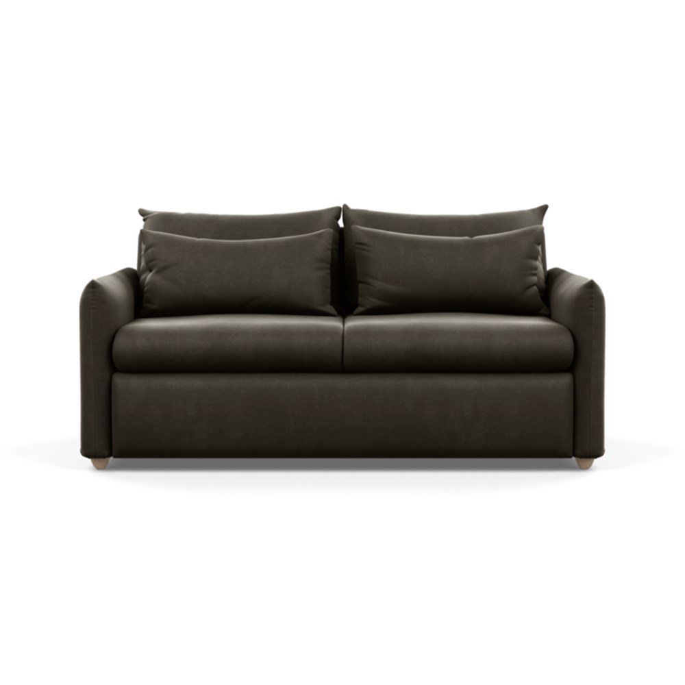 Heal's Pillow Sofa Bed Velvet Charcoal Natural Feet