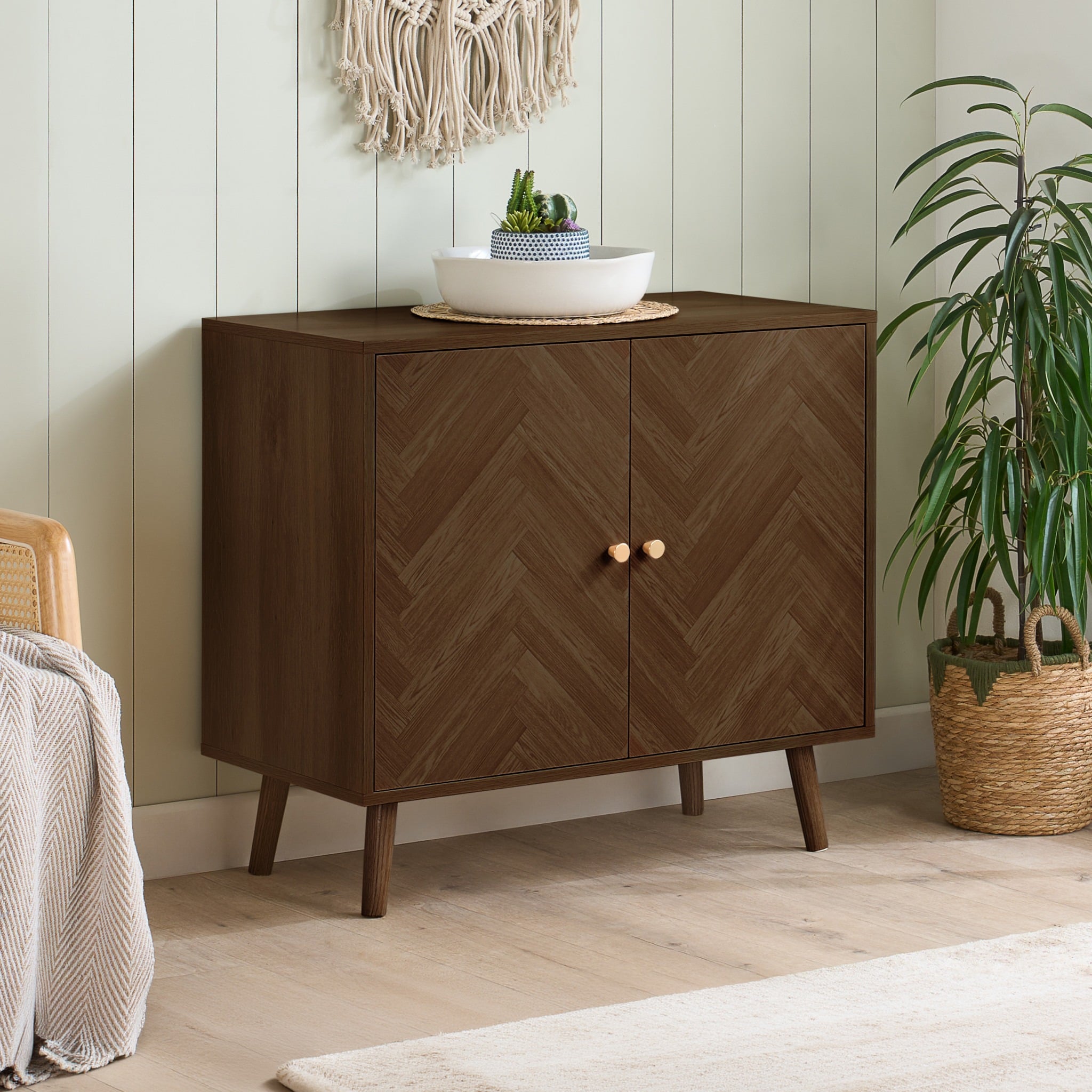 Herringford - 2 Door Sideboard - Walnut - Wooden - Happy Beds