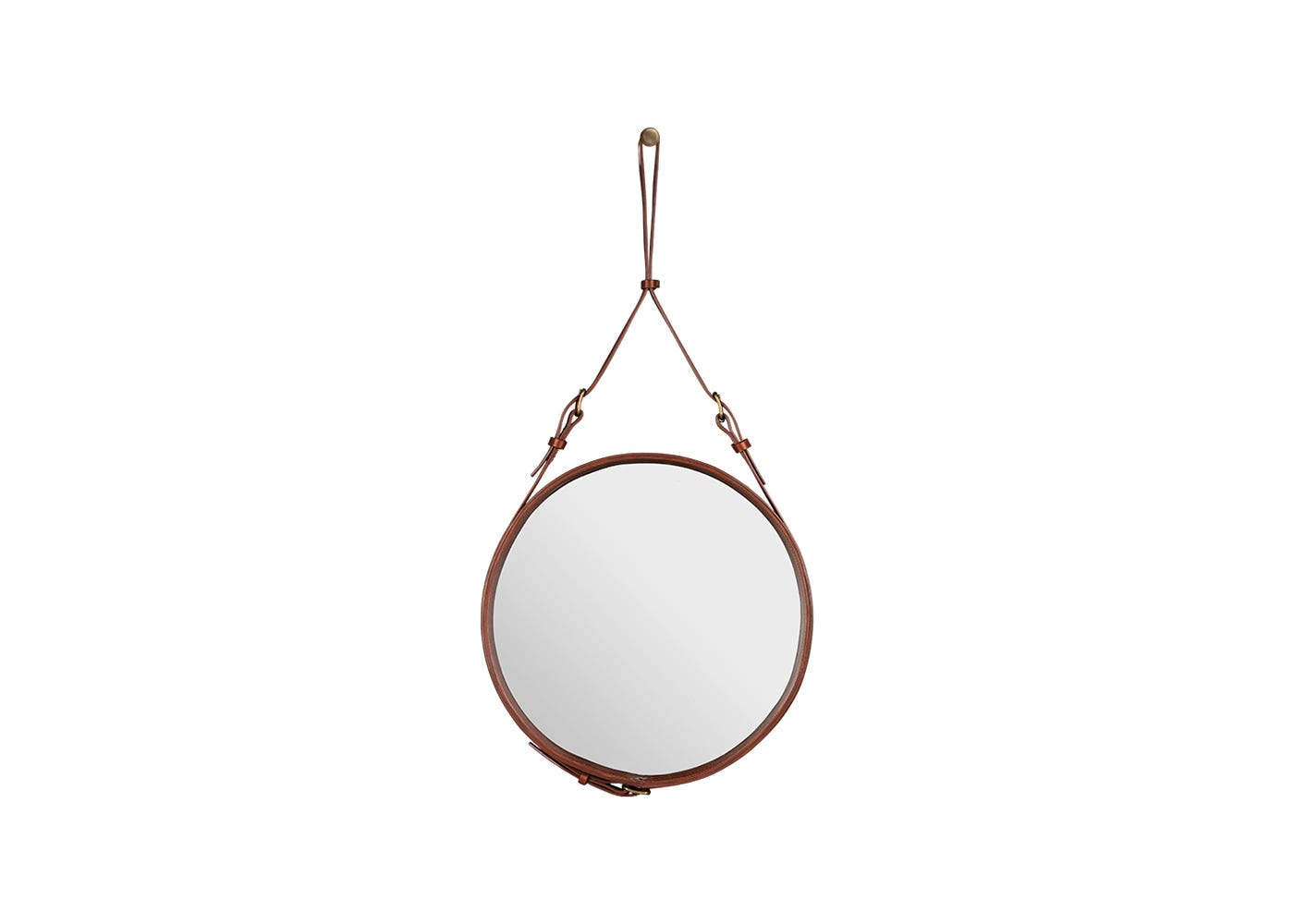 Gubi Adnet Circular Wall Mirror Ø45cm Tan Leather