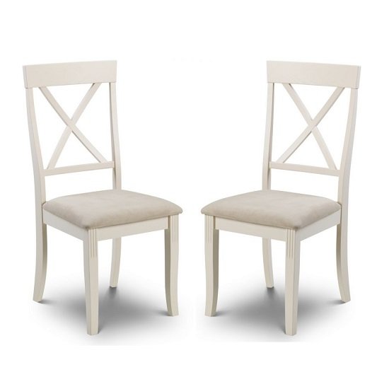 Cromley Wooden Dining Chairs In Ivory Laquered In A Pair