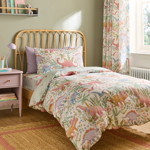 Pastel Dino Polycotton Duvet Cover & Pillowcase Set