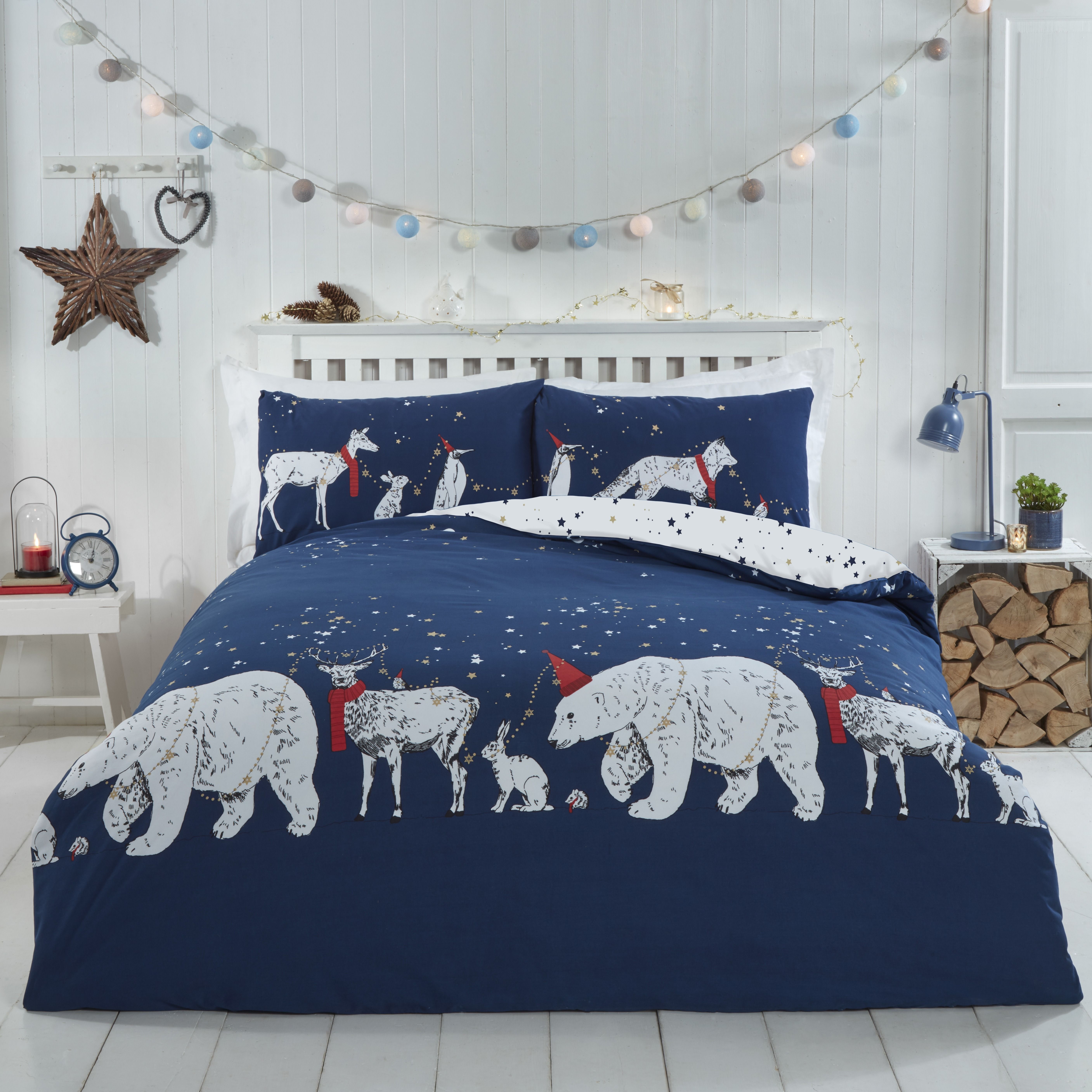 Rapport Home Polar Bears & Friends Duvet Cover Set with Pillowcase in Navy