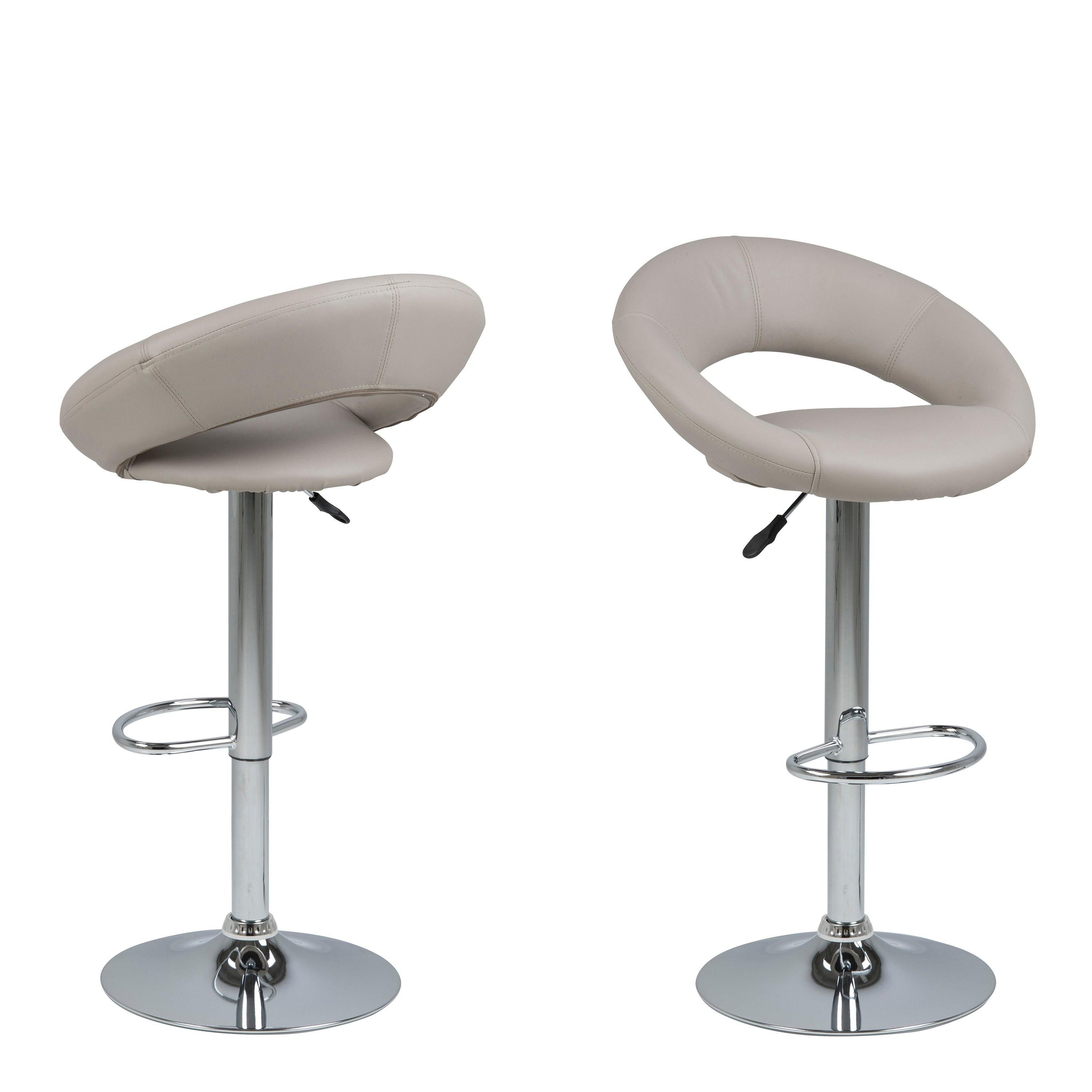 Furniture To Go Plump Light Grey Swivel Bar Stool with Open Back