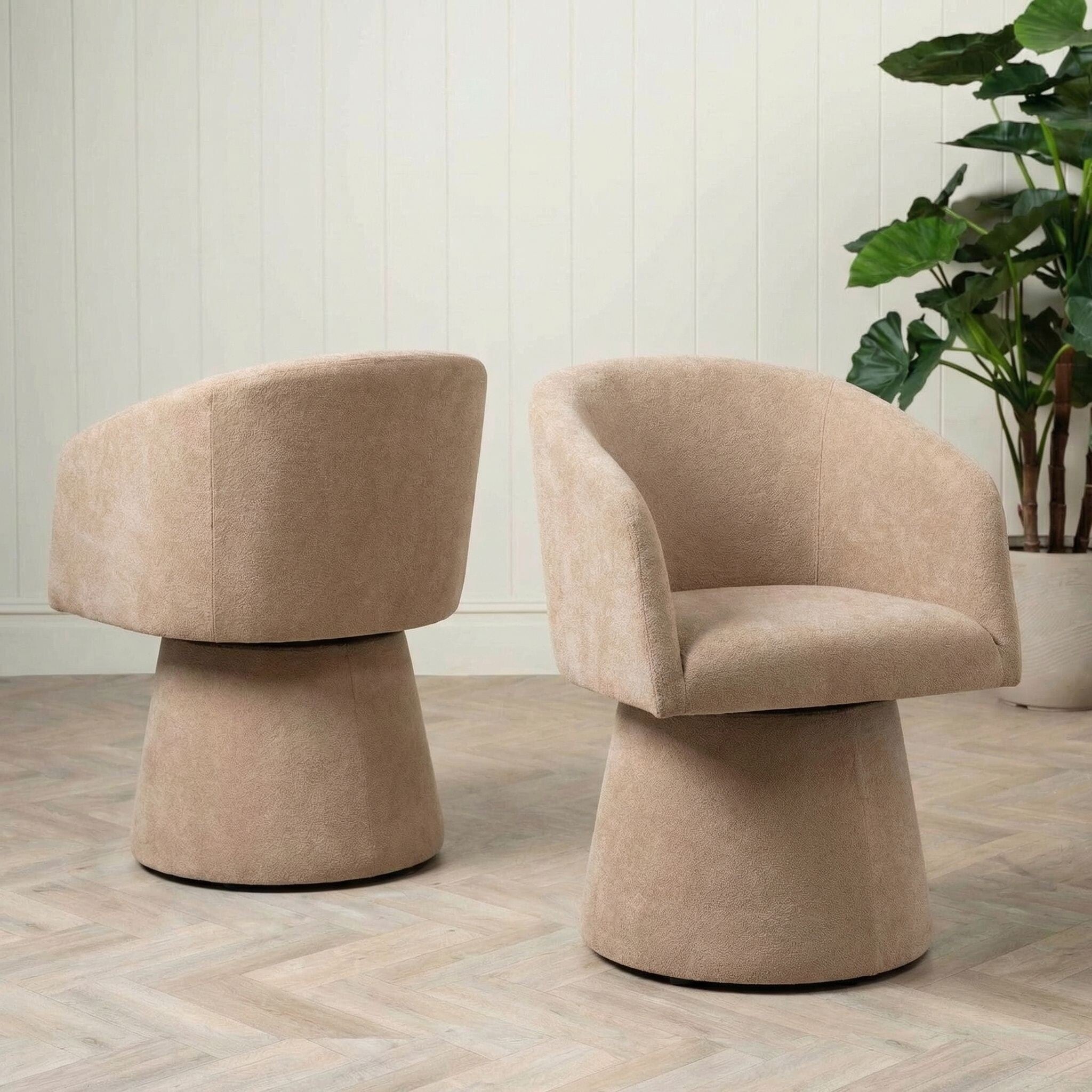 Carmen Swivel Armchair, Neutral Fabric | Barker & Stonehouse
