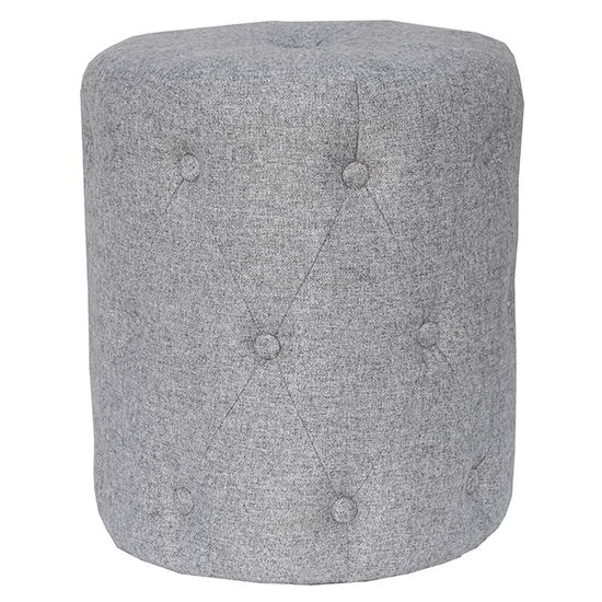 Zebulon Round Fabric Stool In Light Grey