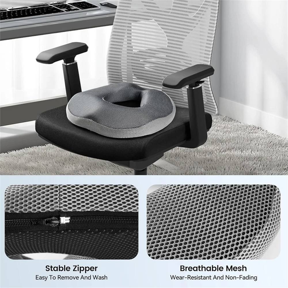 Nordara Donut Cushion Hemorrhoids Relief Memory Foam Ring Cushion in Grey