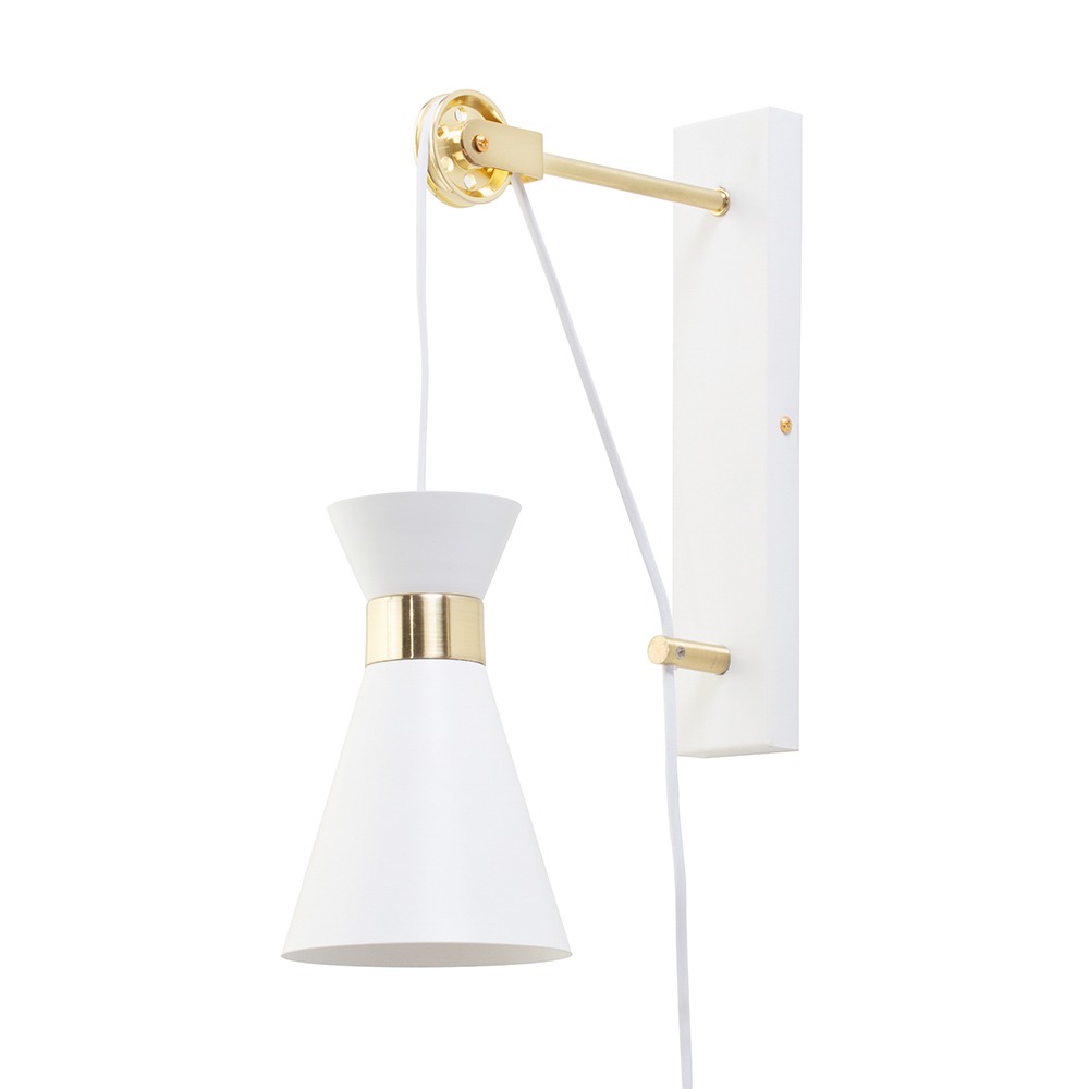 Olson Plug In Wall Light with Pulley Design, White