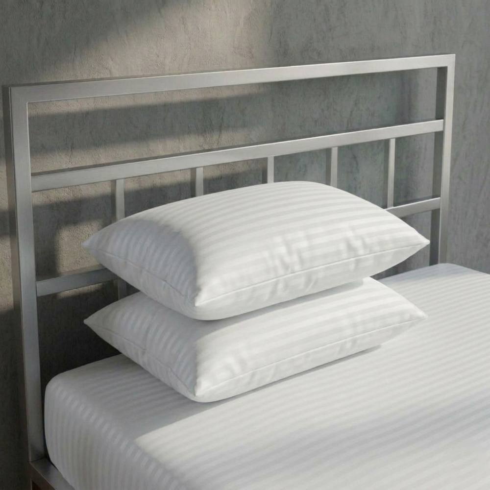 Snug City Luxury 250TC Housewife Satin Stripe Pillowcase Pair Soft Touch in White