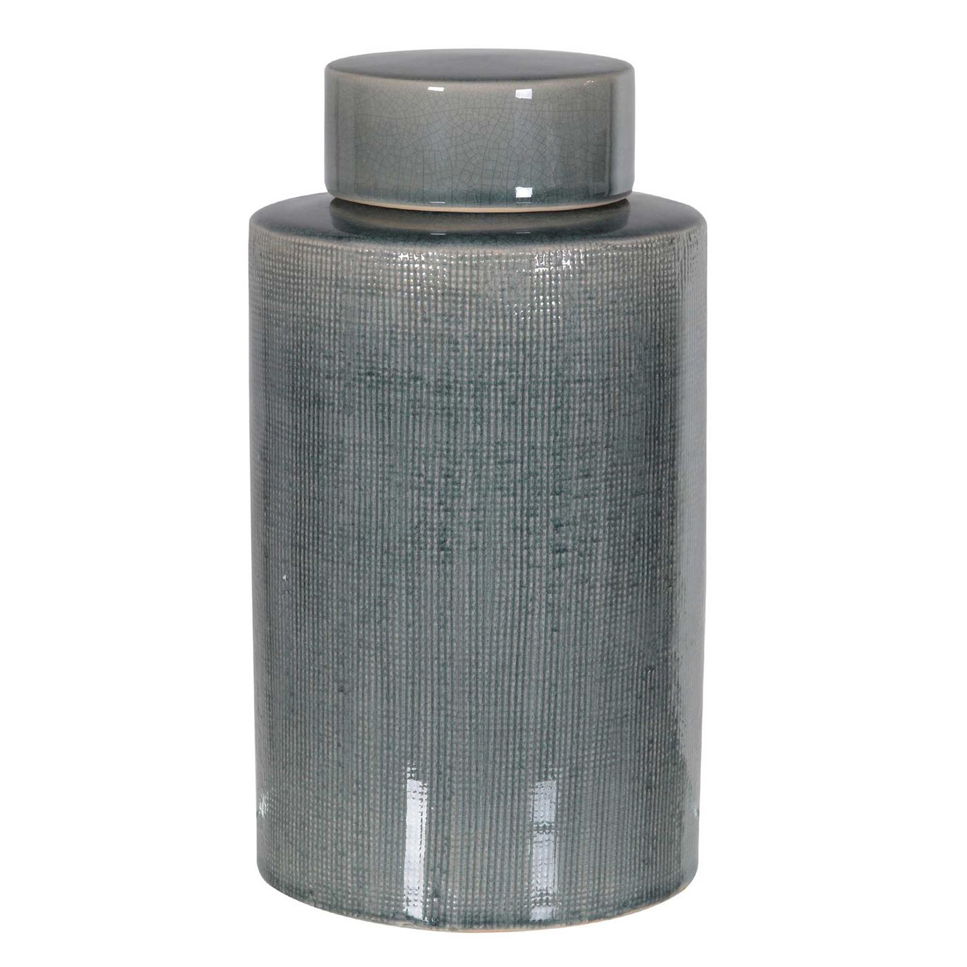 Medium Glazed Ceramic Jar, Blue