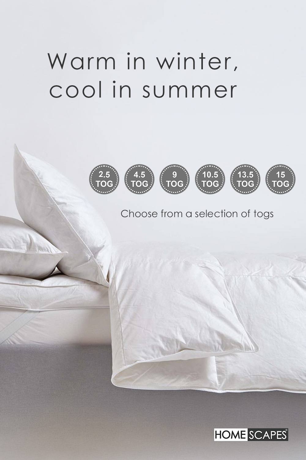 Homescapes Goose Feather & Down 2.5 Tog Summer Duvet in White 5