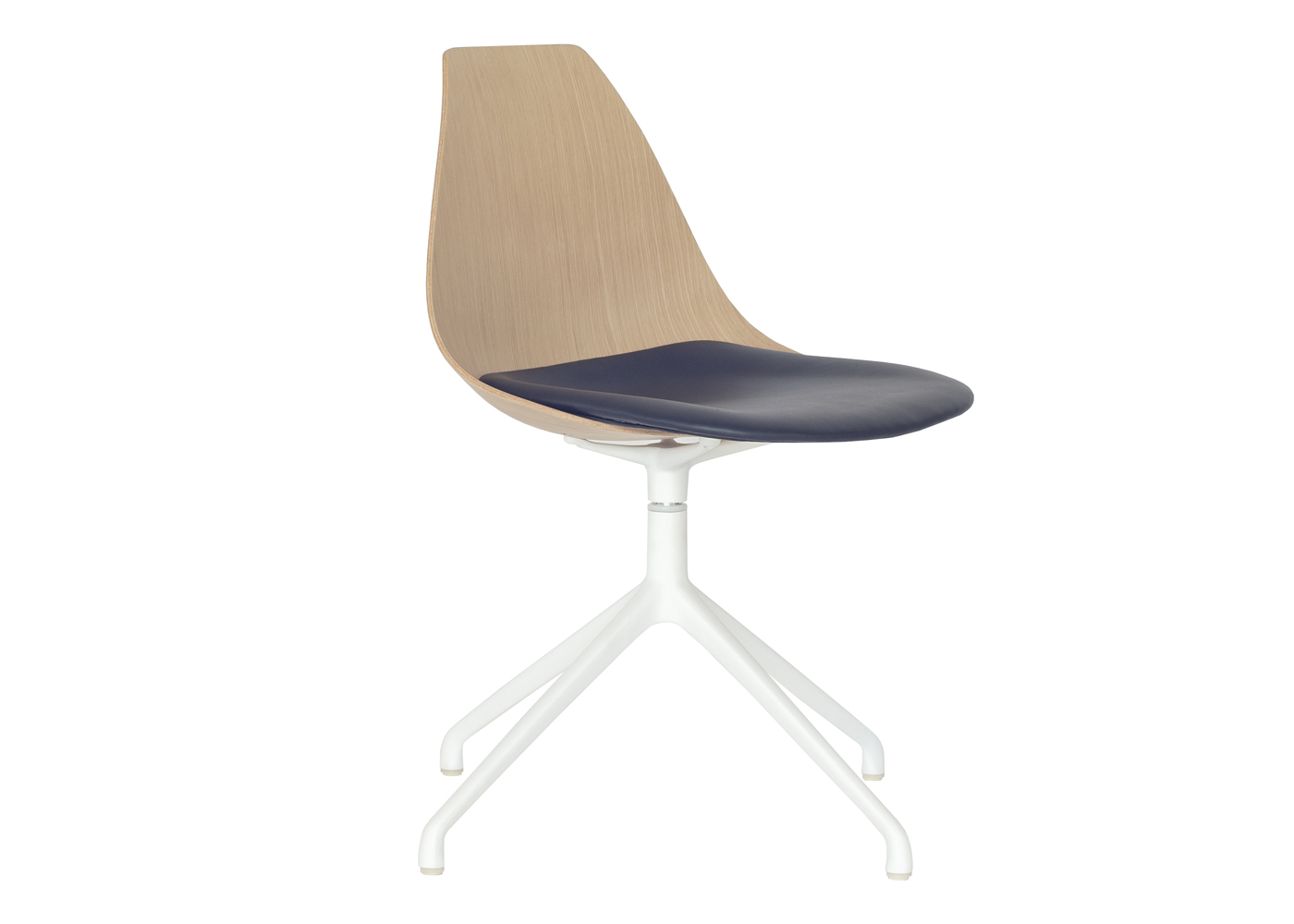Case Ziba Chair Oak Veneer Black Leather Seat Pad