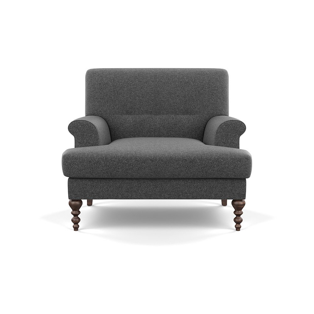 SCP Oscar Formal Armchair Melton Wool Granite Walnut Feet