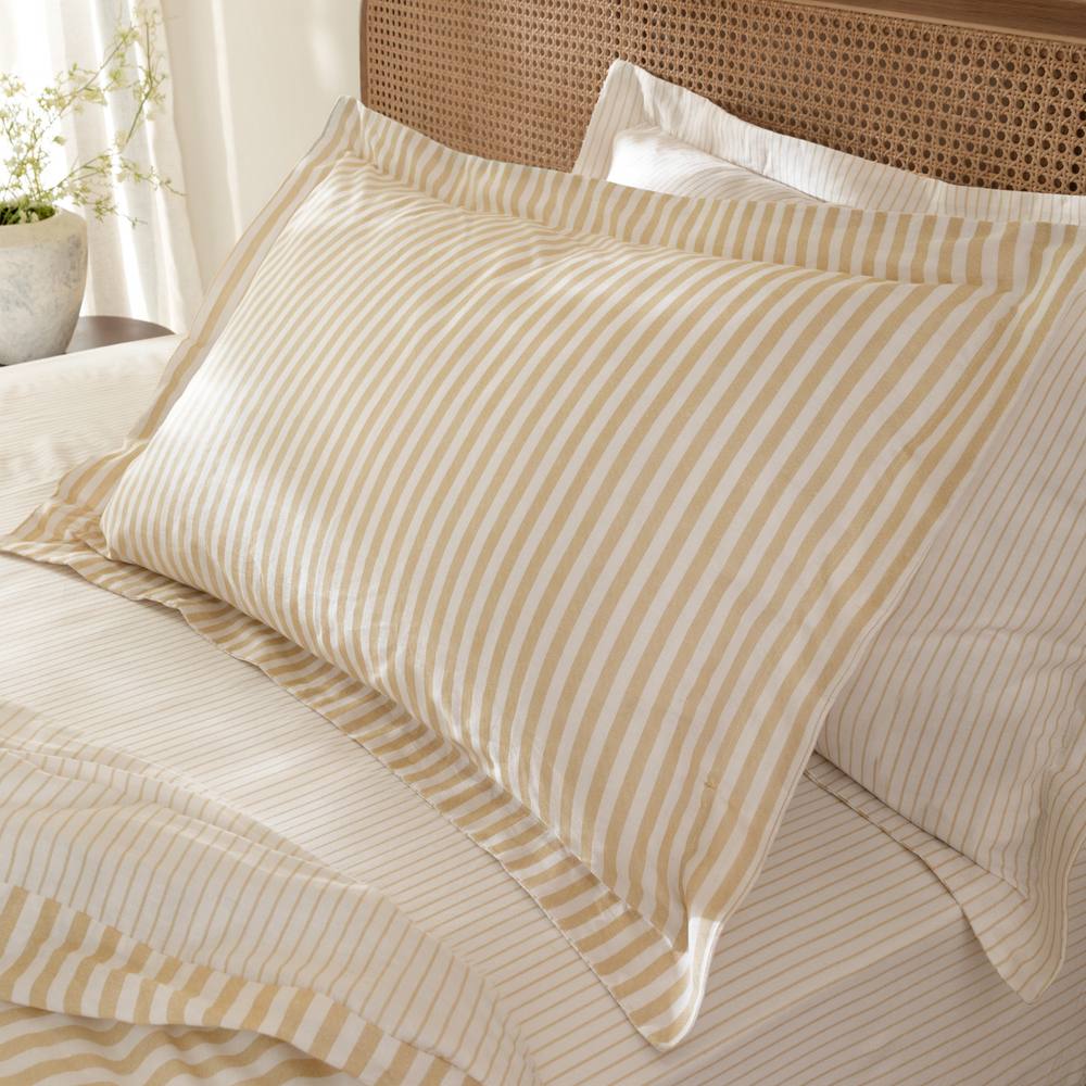 Yard Hebden Striped 100% Cotton Pillowcase Pair in Yellow
