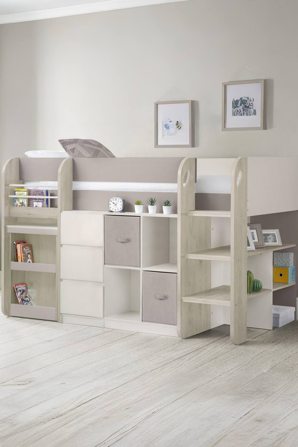 Julian Bowen Saturn Midsleeper Cabin Bed with Desk in Taupe