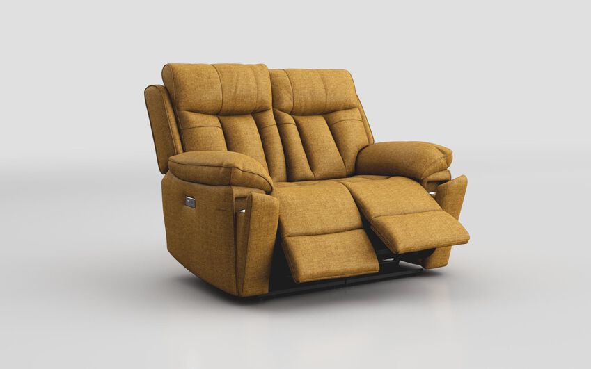 Yellow Fabric Chalbury 2 Seater Power Recliner Sofa with Cup Holders